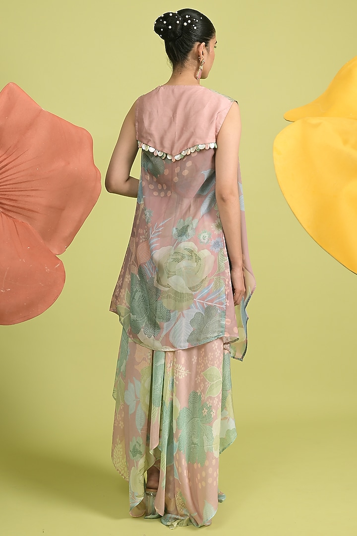 Dusty Pink Organza & Soft Spun Muslin Jacket Cocktail Dress by Rishi & Vibhuti at Pernia's Pop Up Shop