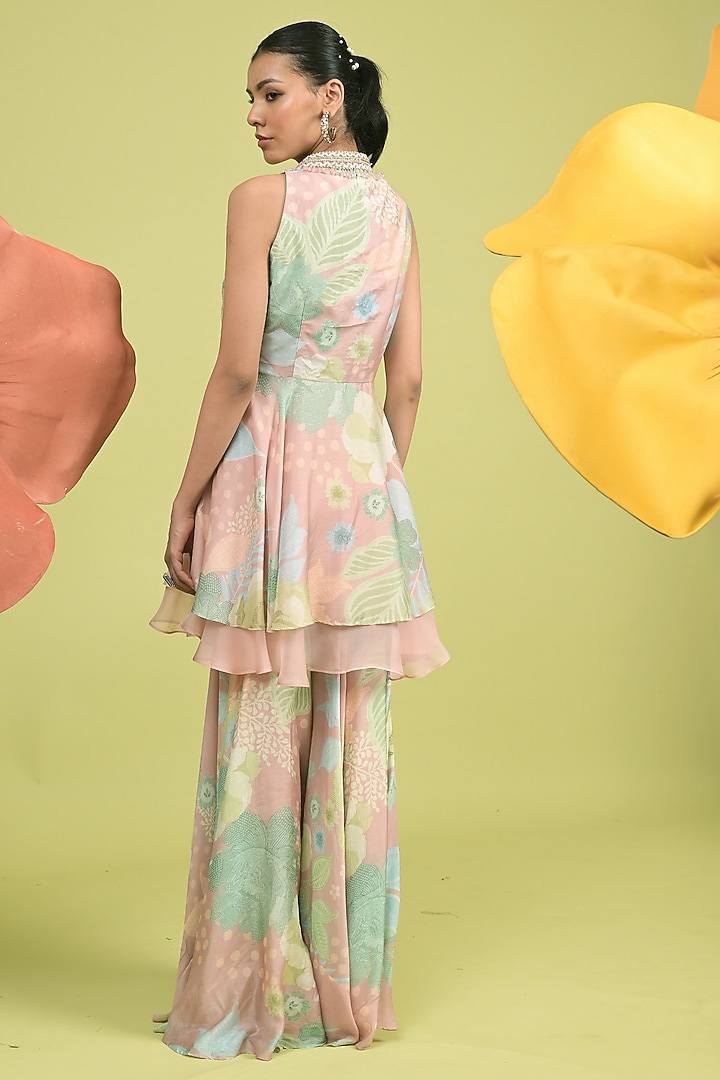 Dusty Pink Soft Spun Muslin & Organza Embellished Kurta Set by Rishi & Vibhuti at Pernia's Pop Up Shop