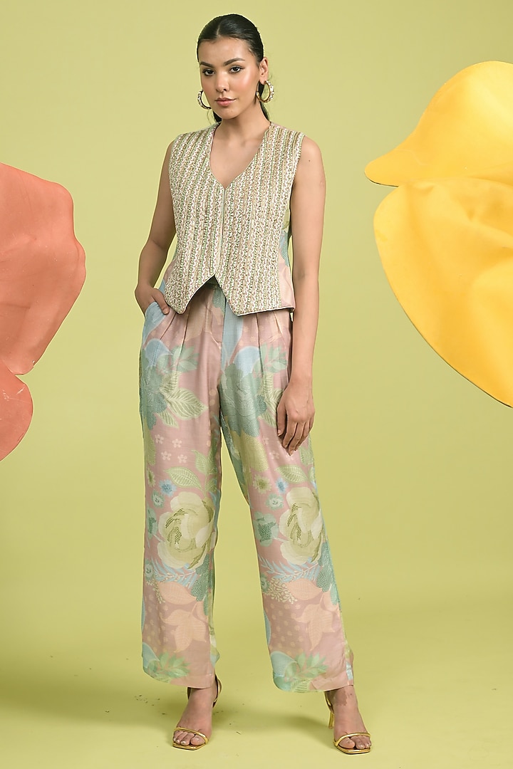 Dusty Pink Soft Spun Muslin Pant Set by Rishi & Vibhuti at Pernia's Pop Up Shop