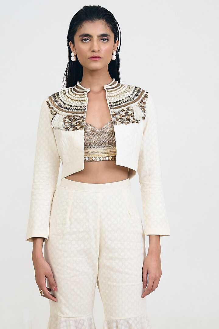 Ivory Cotton Pant Set by Rishi & Vibhuti at Pernia's Pop Up Shop