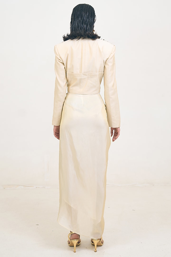 Ivory Chanderi Silk Skirt Set by Rishi & Vibhuti at Pernia's Pop Up Shop