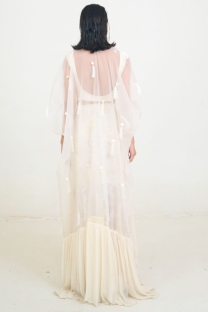 Ivory Cotton & Organza Skirt Set by Rishi & Vibhuti at Pernia's Pop Up Shop
