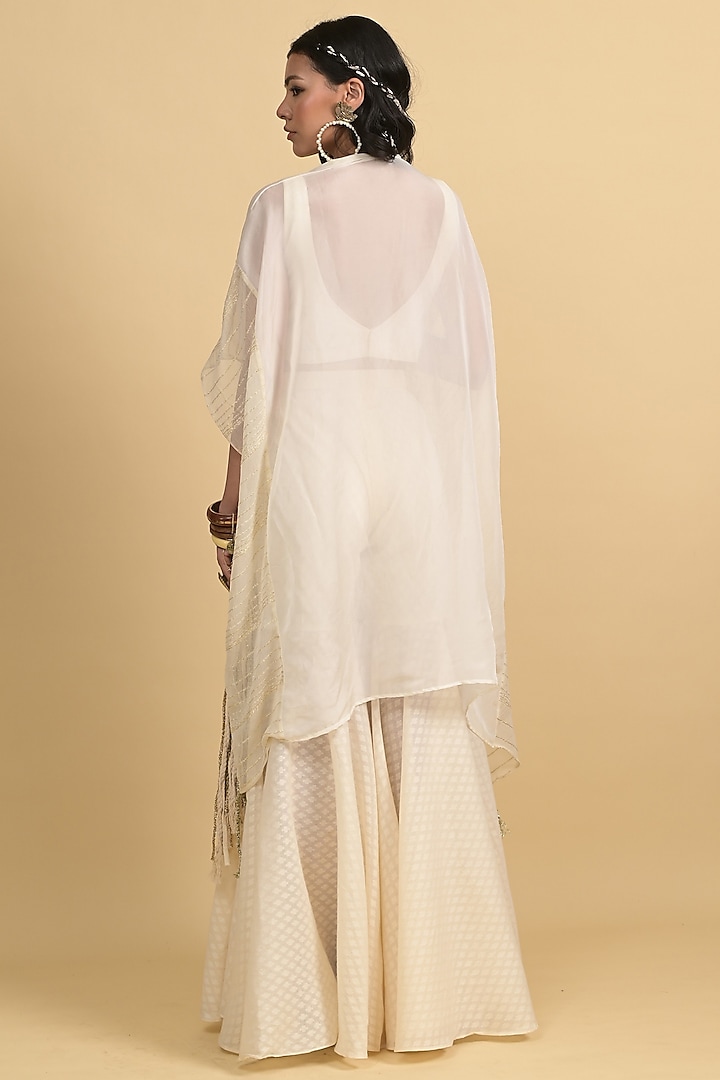 Ivory Egyptian Cotton Flared Pant Set by Rishi & Vibhuti at Pernia's Pop Up Shop