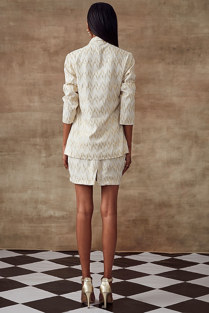 Ivory Organic Cotton Jacquard Blazer Set by Rishi & Vibhuti at Pernia's Pop Up Shop