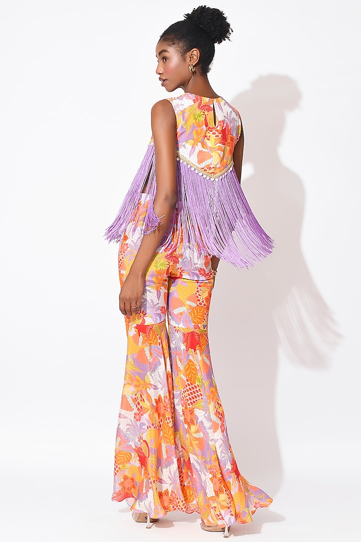Lavender & Orange Crepe Pant Set by Rishi & Vibhuti at Pernia's Pop Up Shop