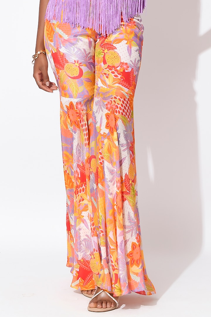 Lavender & Orange Crepe Pant Set by Rishi & Vibhuti at Pernia's Pop Up Shop