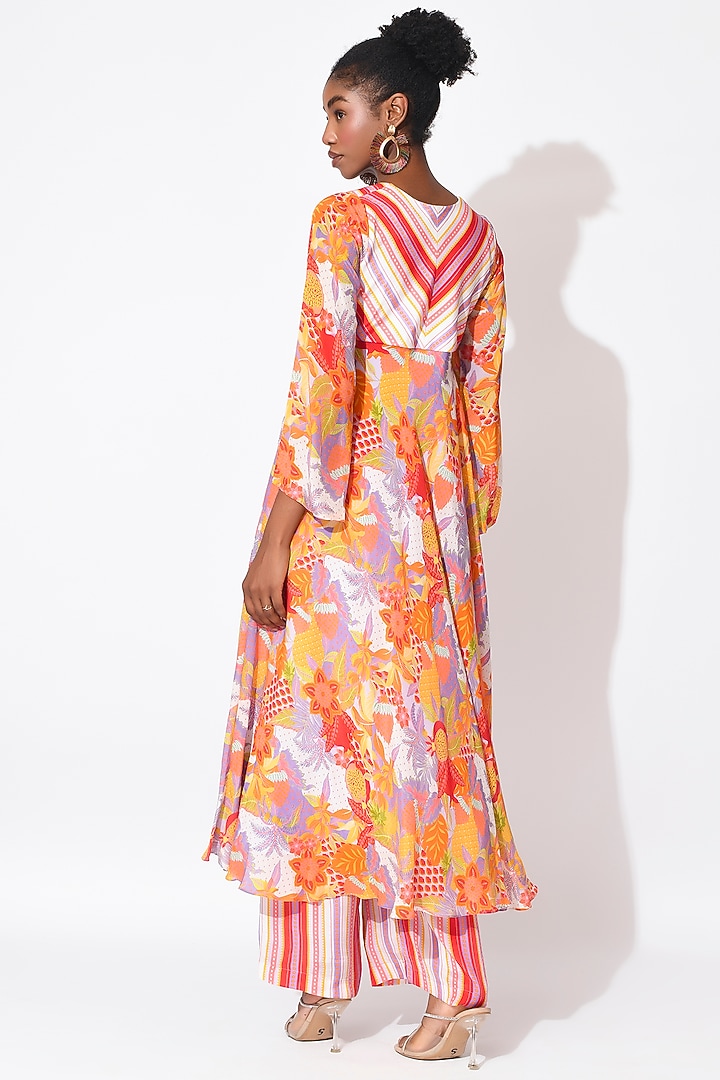 Lavender & Orange Organza Cutwork Wedding Anarkali Set by Rishi & Vibhuti at Pernia's Pop Up Shop