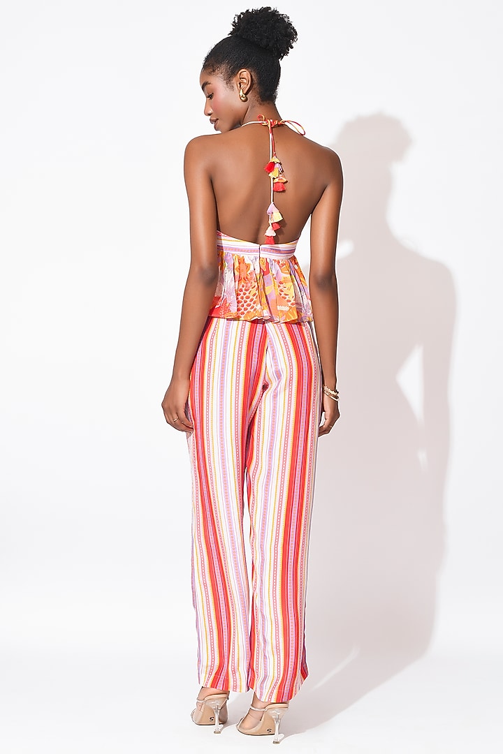 Lavender & Orange Crepe Pant Set by Rishi & Vibhuti at Pernia's Pop Up Shop