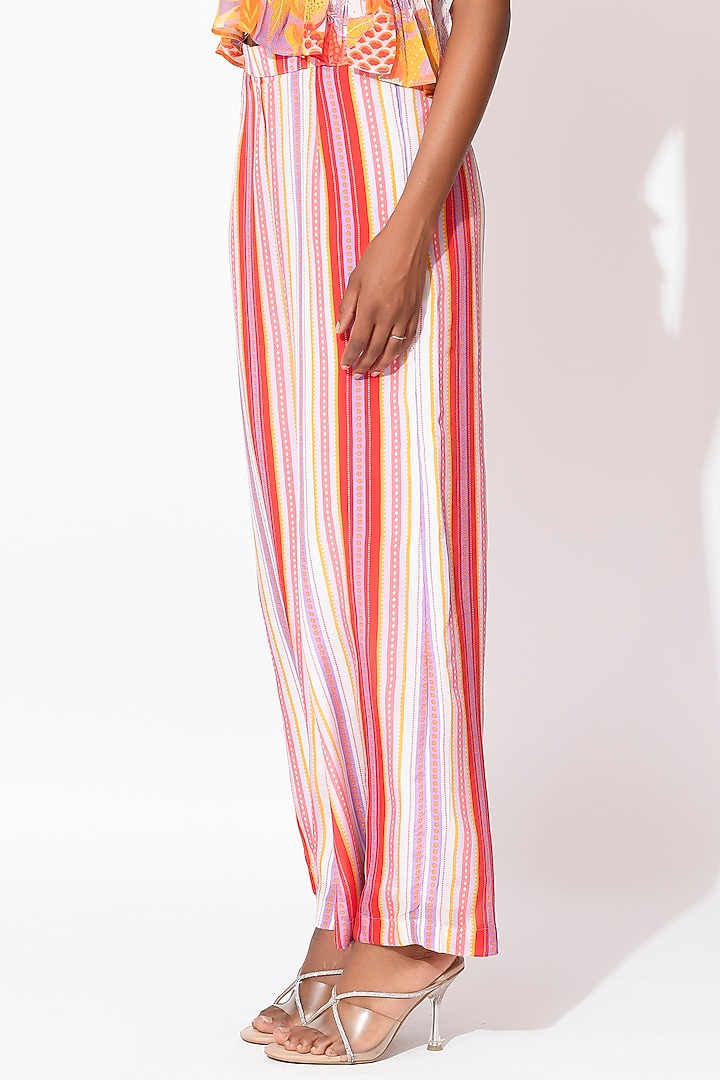 Lavender & Orange Crepe Pant Set by Rishi & Vibhuti at Pernia's Pop Up Shop