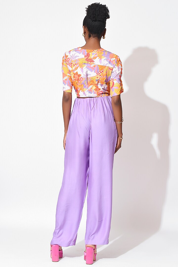 Lavender & Orange Crepe Hand Embellished Corset by Rishi & Vibhuti at Pernia's Pop Up Shop