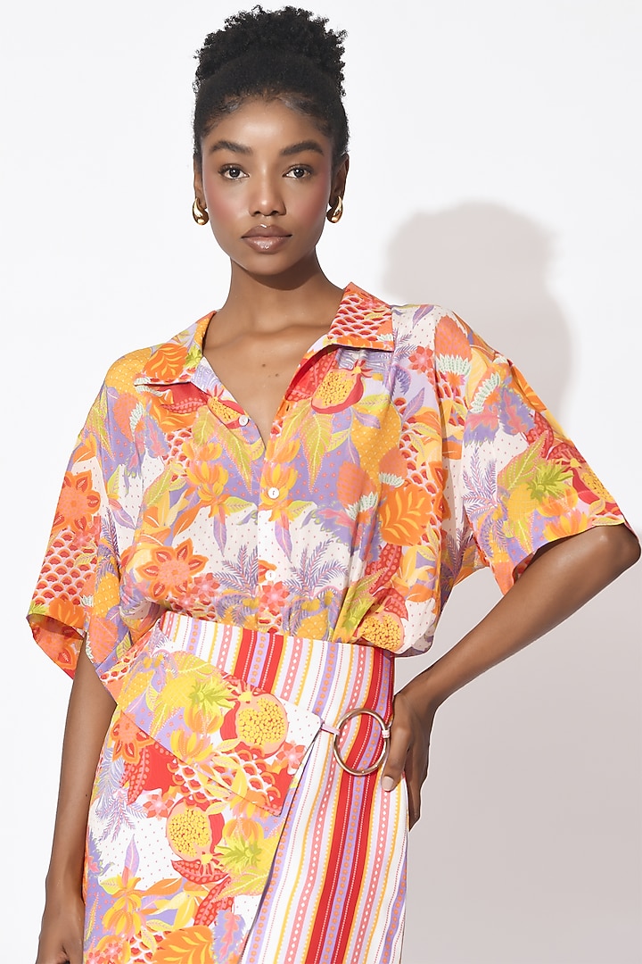 Lavender & Orange Crepe Co-Ord Set by Rishi & Vibhuti at Pernia's Pop Up Shop