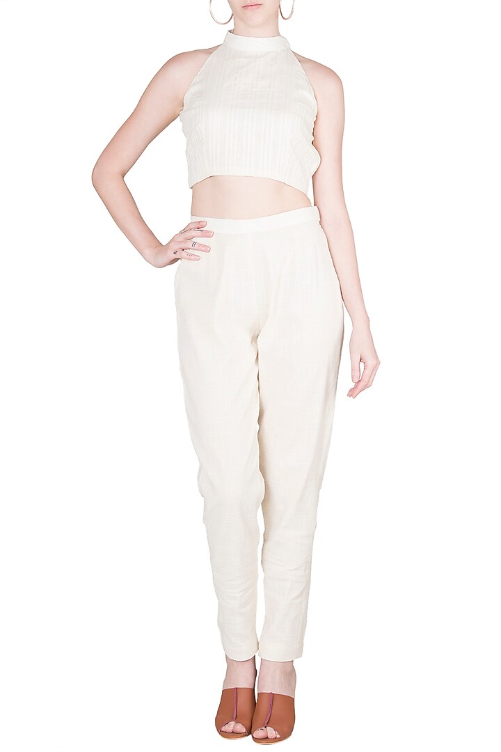 Ivory Cigarette Pants by A-Sha By Rishi & Vibhuti at Pernia's Pop Up Shop