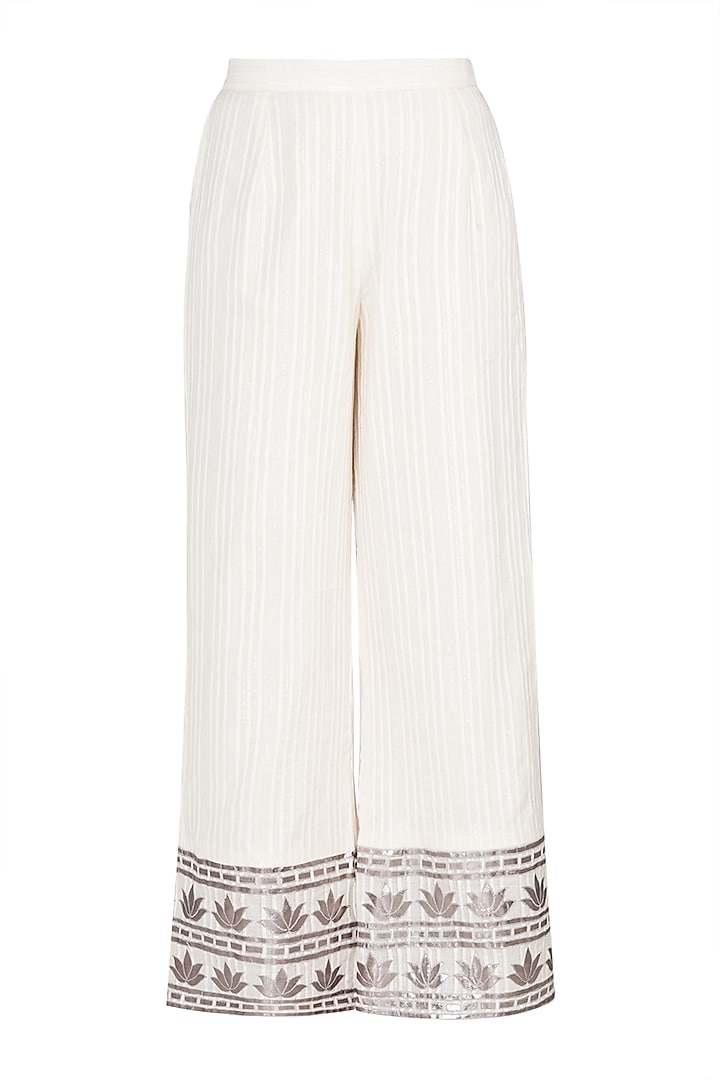 Ivory Leather Detailed Kurta With Pants by A-Sha By Rishi & Vibhuti at Pernia's Pop Up Shop