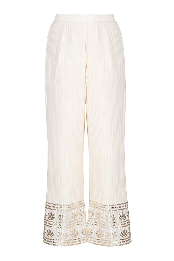 Ivory Straight Kurta With Pants by A-Sha By Rishi & Vibhuti at Pernia's Pop Up Shop