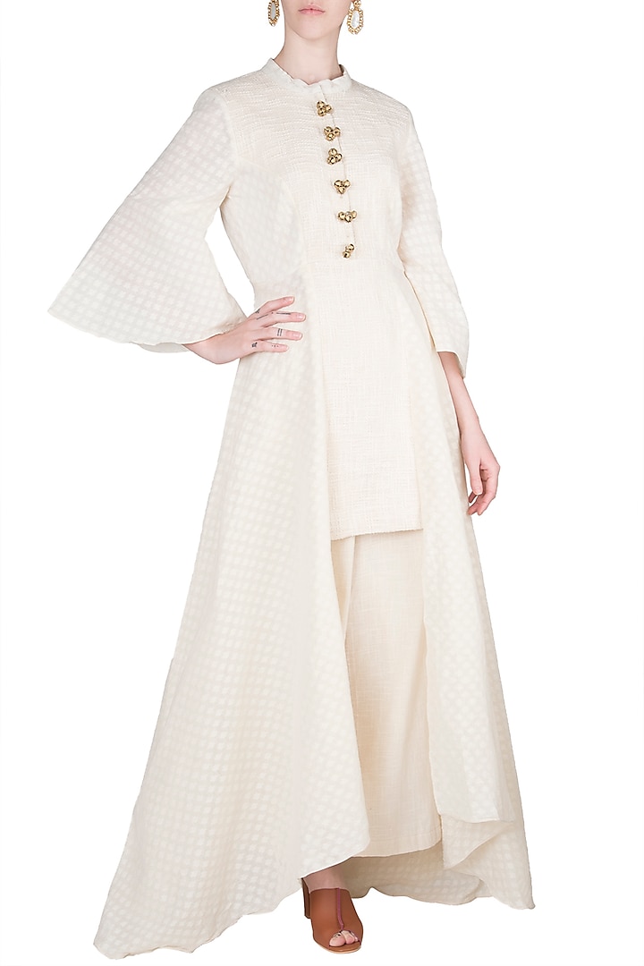 Ivory Panelled Tunic by Rishi & Vibhuti at Pernia's Pop Up Shop