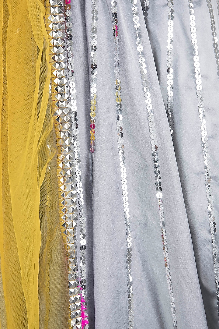 Grey & Silver Embroidered Wedding Lehenga Set by Rishi & Vibhuti at Pernia's Pop Up Shop