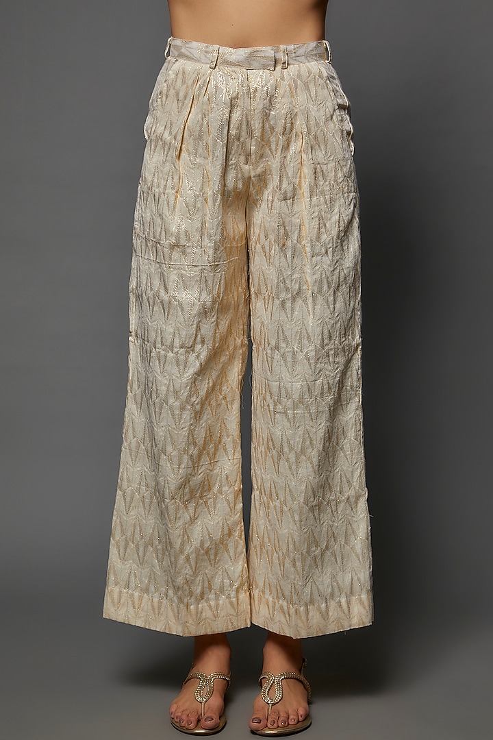 Ivory Organic Cotton Jacquard Co-Ord Set by Rishi & Vibhuti at Pernia's Pop Up Shop
