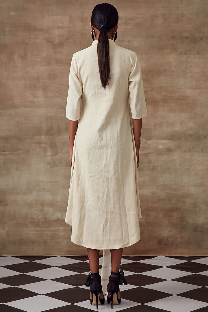 Ivory Organic Cotton A-Line Kurta by Rishi & Vibhuti at Pernia's Pop Up Shop