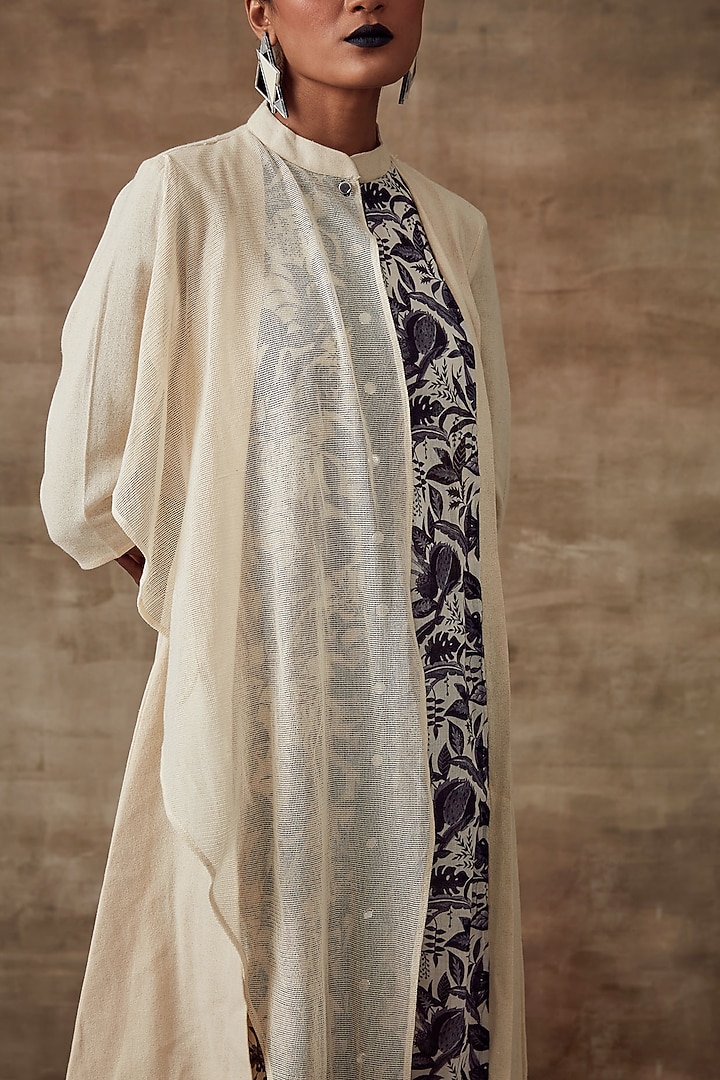 Ivory Organic Cotton A-Line Kurta by Rishi & Vibhuti at Pernia's Pop Up Shop