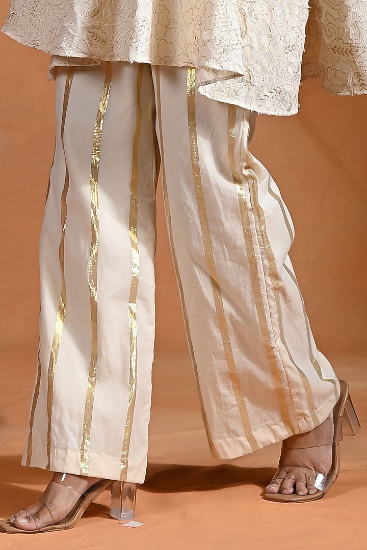 Ivory Jacquard Jute Strappy Kurta Set by Rishi & Vibhuti at Pernia's Pop Up Shop