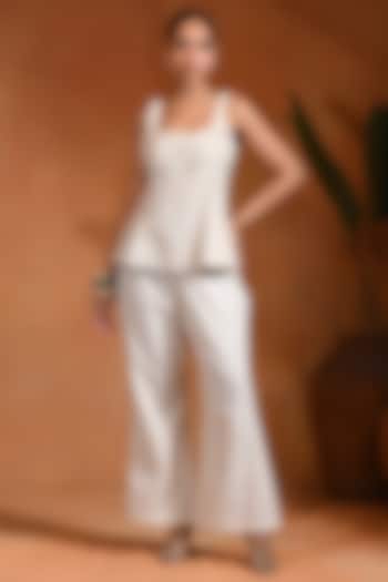 Ivory Cotton Jacquard Co-Ord Set by Rishi & Vibhuti at Pernia's Pop Up Shop