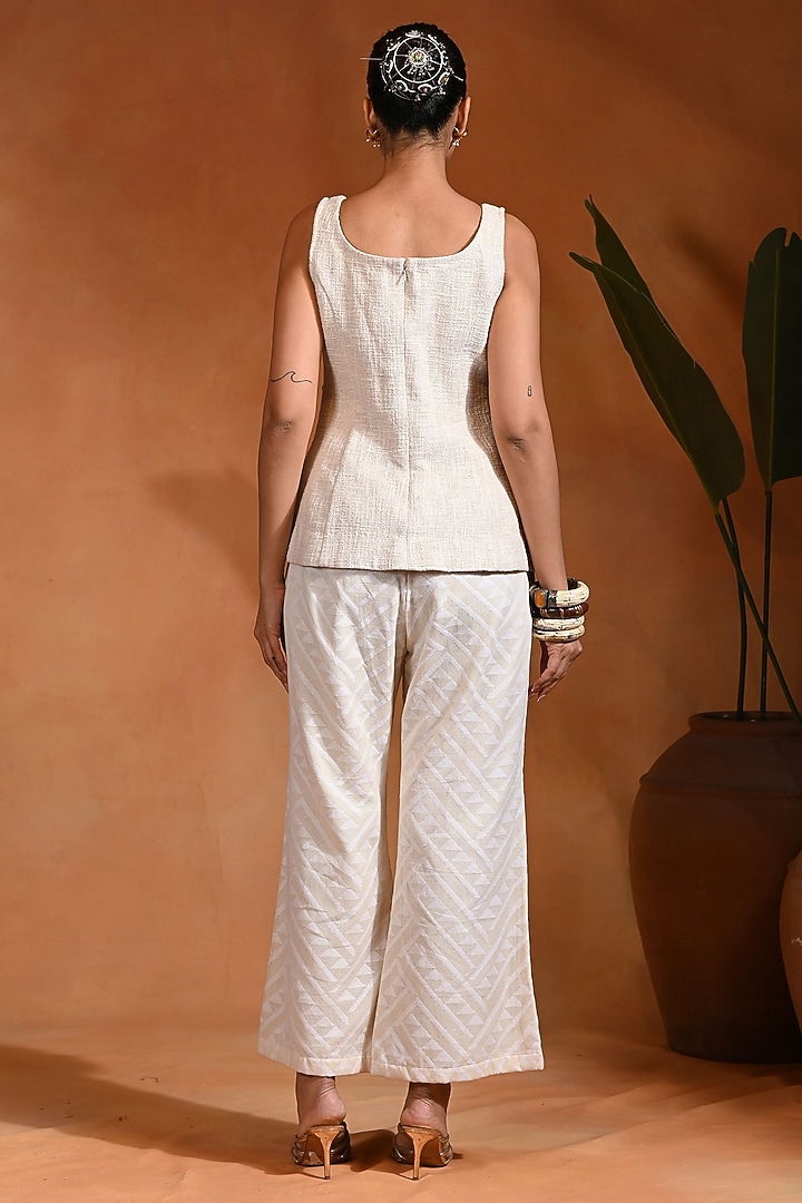 Ivory Cotton Jacquard Co-Ord Set by Rishi & Vibhuti at Pernia's Pop Up Shop