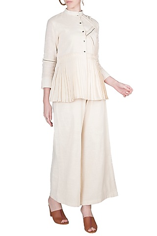 Ivory Peplum Top by A-Sha By Rishi & Vibhuti