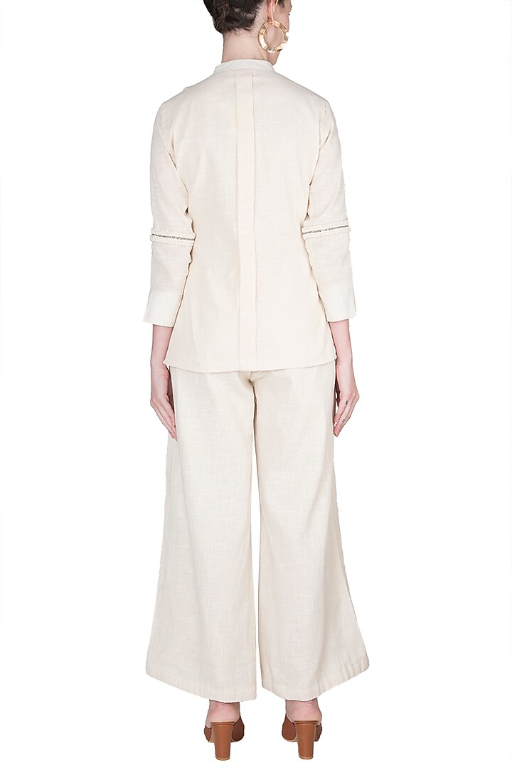 Ivory Peplum Top by A-Sha By Rishi & Vibhuti at Pernia's Pop Up Shop