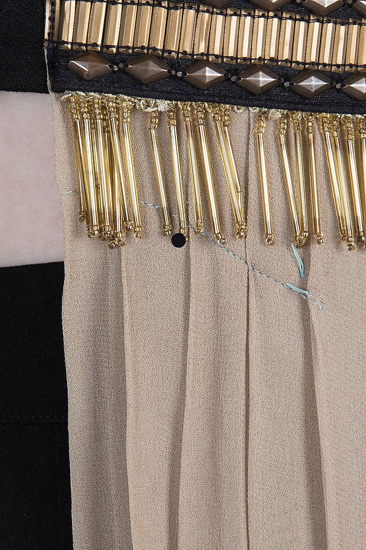 Black Top With Attached Palla & Pants by Rishi & Vibhuti at Pernia's Pop Up Shop