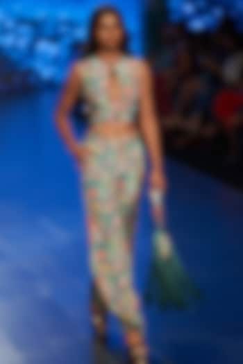 Tiffany Blue Printed Co-Ord Set by Rishi & Vibhuti at Pernia's Pop Up Shop