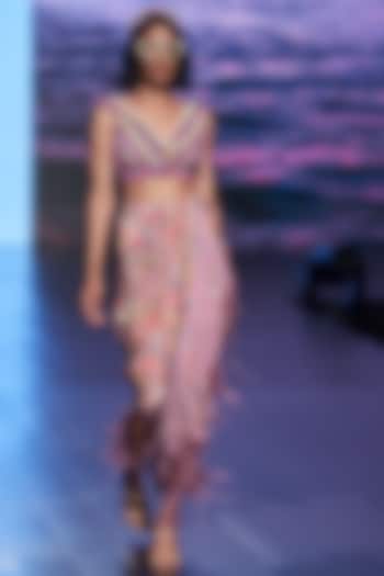 Dusty Pink Dupion Skirt Set by Rishi & Vibhuti at Pernia's Pop Up Shop