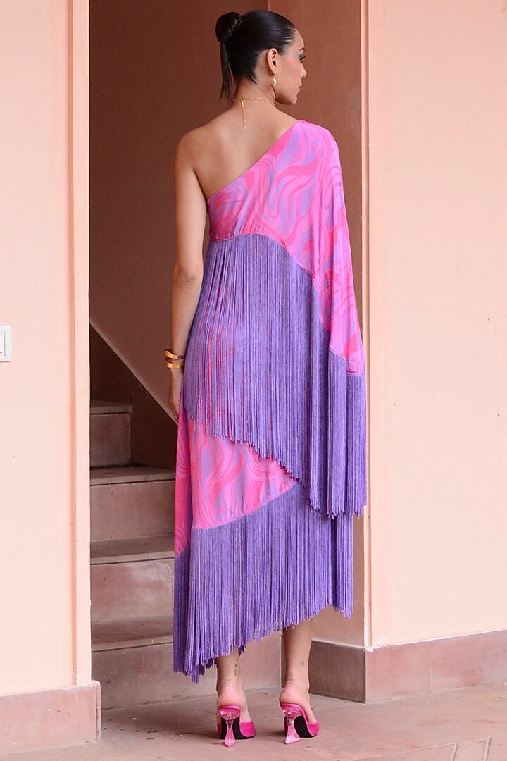 Lilac & Pink Crepe Vacation Dress by Rishi & Vibhuti at Pernia's Pop Up Shop
