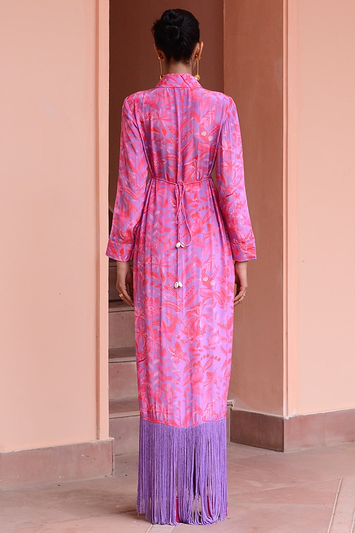 Lilac & Pink Crepe Vacation Dress by Rishi & Vibhuti at Pernia's Pop Up Shop