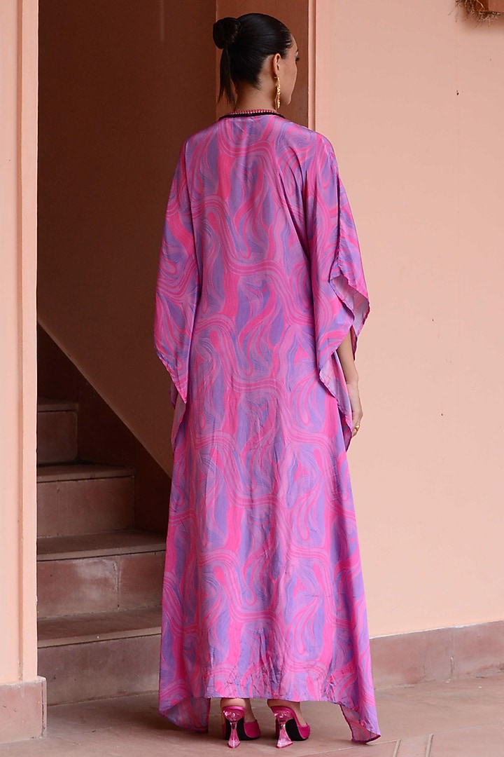 Lilac & Pink Crepe Kaftan Set by Rishi & Vibhuti at Pernia's Pop Up Shop