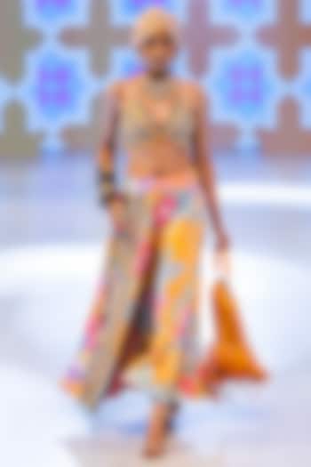 Marigold Yellow Crepe Skirt Set by Rishi & Vibhuti at Pernia's Pop Up Shop