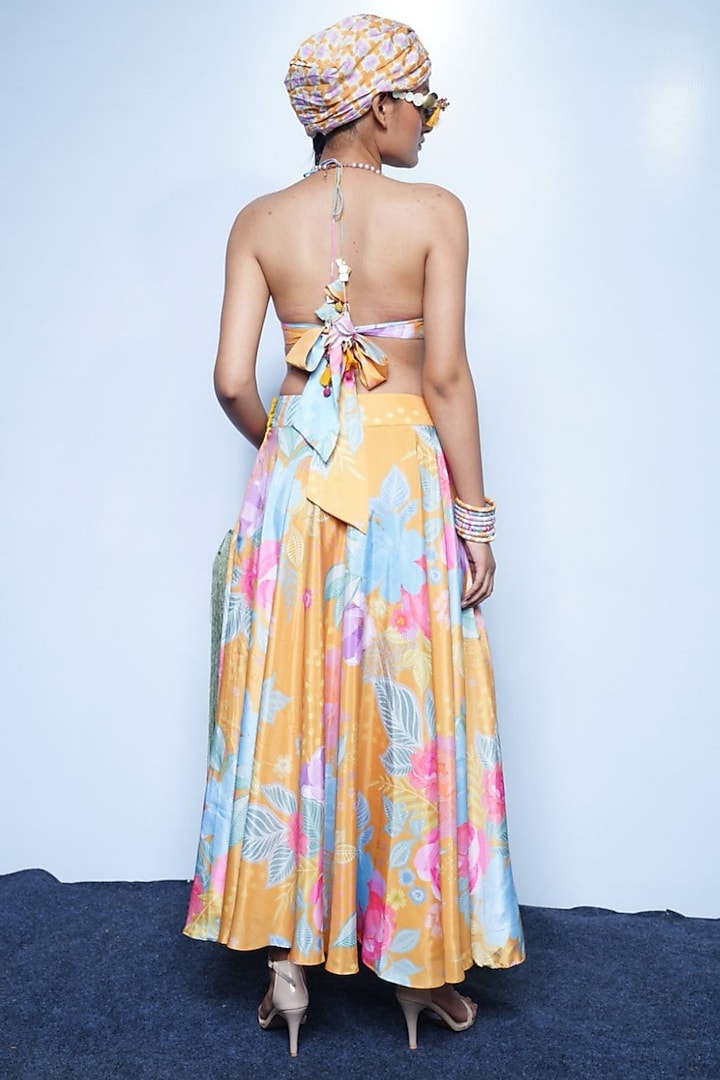 Marigold Yellow Crepe Skirt Set by Rishi & Vibhuti at Pernia's Pop Up Shop