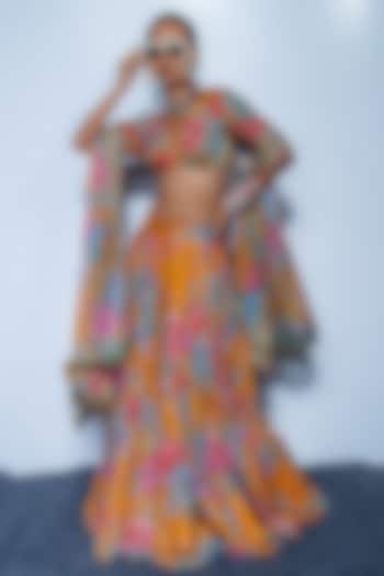 Marigold Yellow Organza Mirror Embellished Wedding Lehenga Set by Rishi & Vibhuti at Pernia's Pop Up Shop