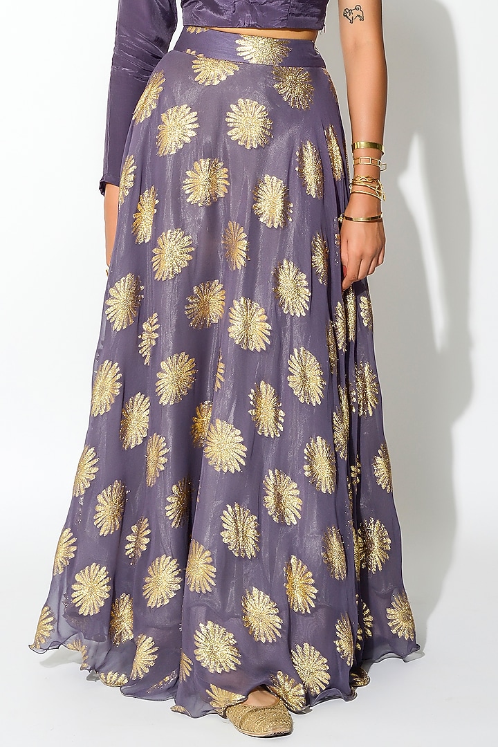 Mauve Embroidered Skirt Set by Rishi & Vibhuti at Pernia's Pop Up Shop
