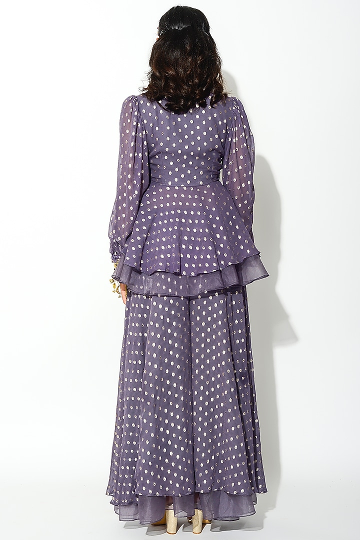 Mauve Organza Embroidered Pant Set by Rishi & Vibhuti at Pernia's Pop Up Shop