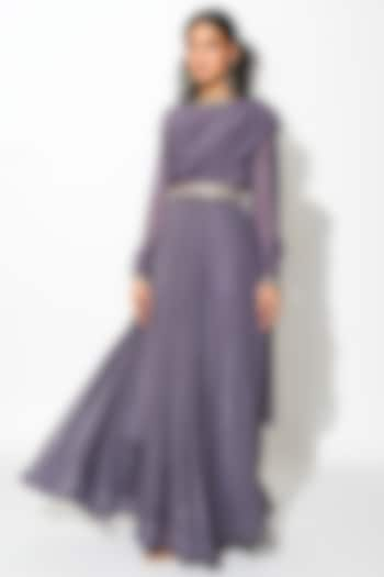 Mauve Georgette Embroidered Anarkali Set by Rishi & Vibhuti at Pernia's Pop Up Shop