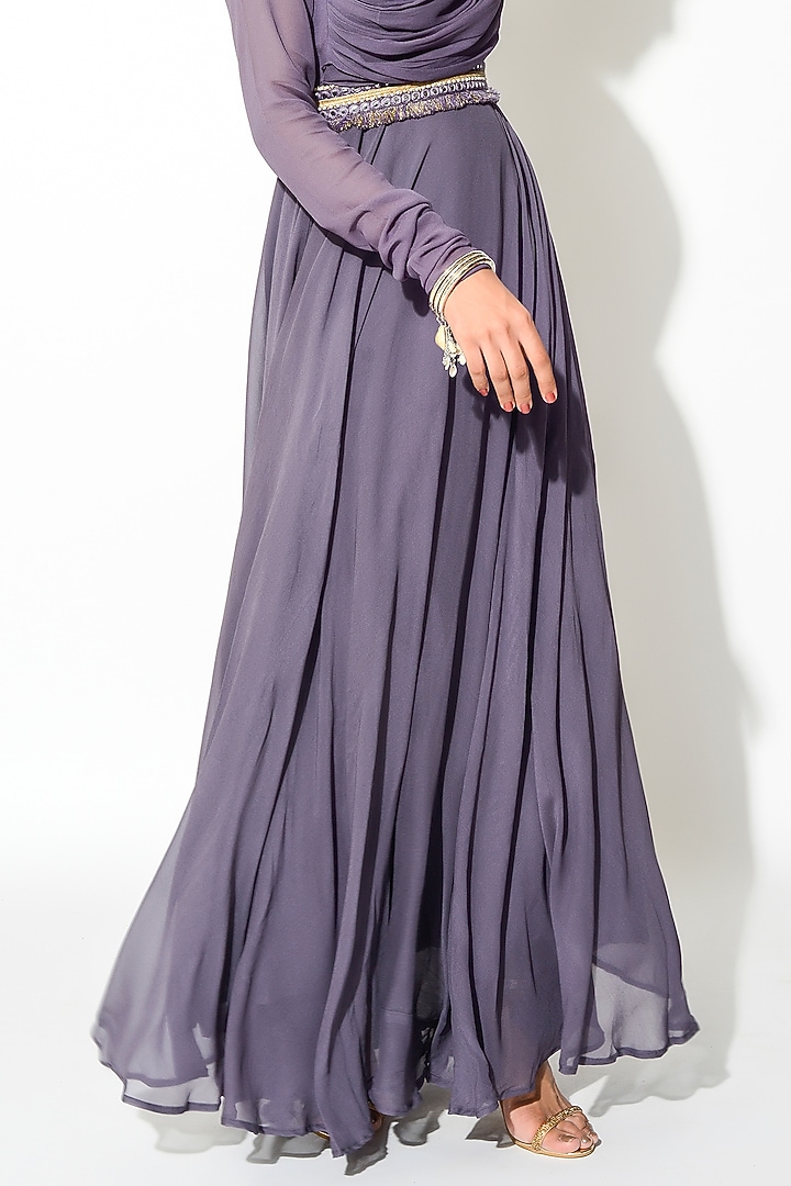 Mauve Georgette Embroidered Party Wear Anarkali Set by Rishi & Vibhuti at Pernia's Pop Up Shop