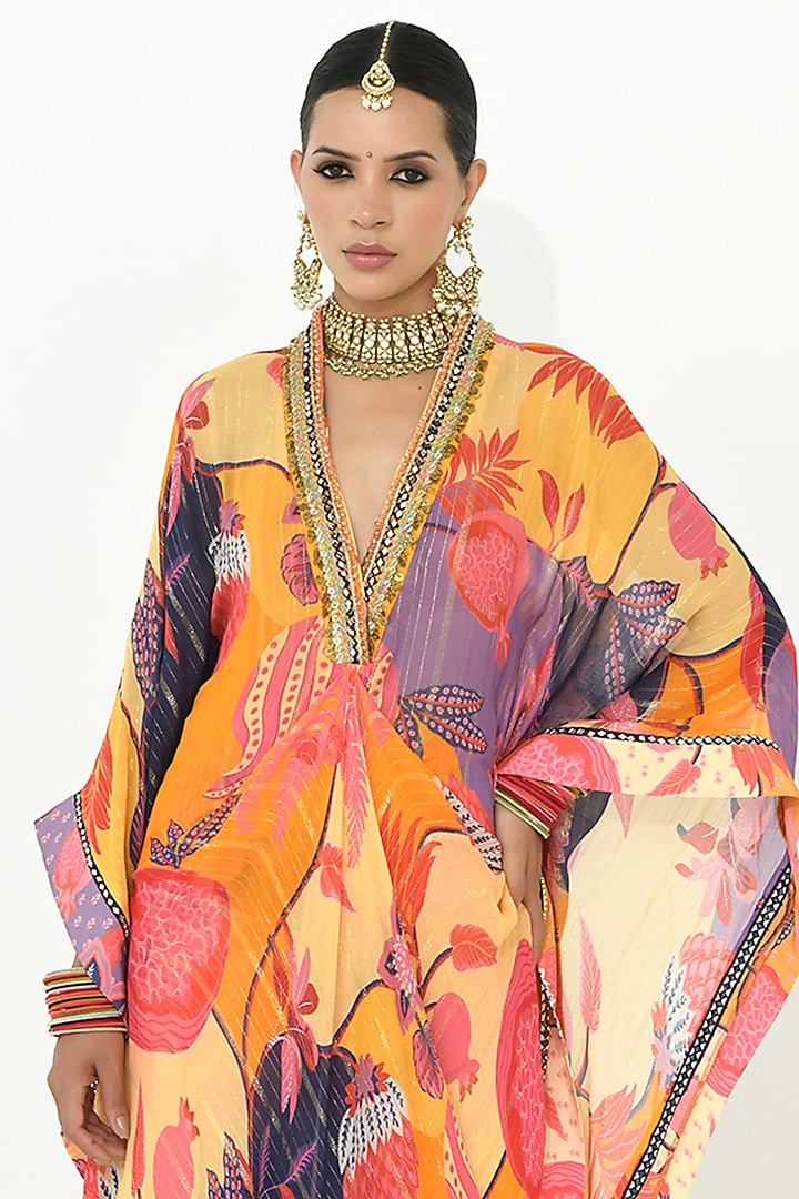 Multi-Colored Crepe Kaftan Set by Rishi & Vibhuti at Pernia's Pop Up Shop