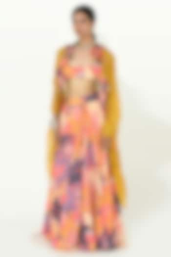 Buttercup Yellow Organza & Crepe Embroidered Wedding Lehenga Set by Rishi & Vibhuti at Pernia's Pop Up Shop