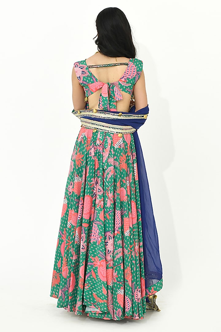 Jade Green Organza & Crepe Embellished Wedding Lehenga Set by Rishi & Vibhuti at Pernia's Pop Up Shop