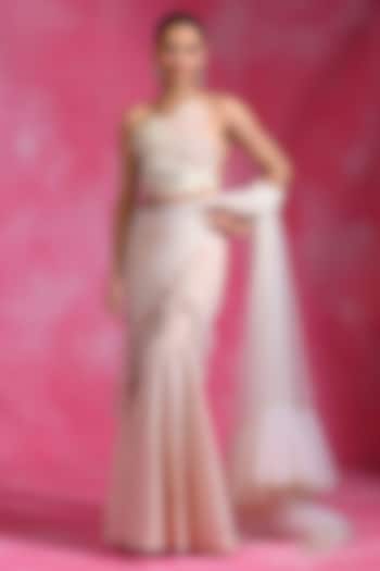 Ebony Ivory Shimmer Luxe Voile & Lycra Net Pant Wedding Saree Set by Rishi & Vibhuti at Pernia's Pop Up Shop