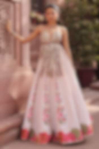 Ebony Ivory Crepe Wedding Lehenga Set by Rishi & Vibhuti at Pernia's Pop Up Shop