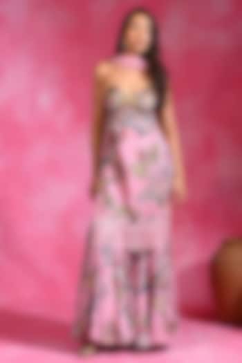 Sugar Pink Crepe Kurta Set by Rishi & Vibhuti at Pernia's Pop Up Shop