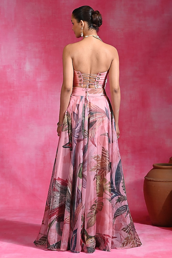 Sugar Pink Organza & Chanderi Wedding Lehenga Set by Rishi & Vibhuti at Pernia's Pop Up Shop