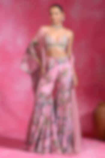 Sugar Pink Organza & Crepe Wedding Sharara Set by Rishi & Vibhuti at Pernia's Pop Up Shop