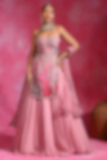 Sugar Pink Organza & Net Wedding Lehenga Set by Rishi & Vibhuti at Pernia's Pop Up Shop